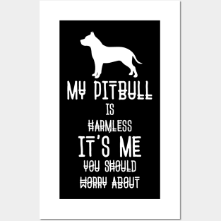 My Pit bull Is Harmless It's Me You Should Worry About Funny Dog Lover Posters and Art